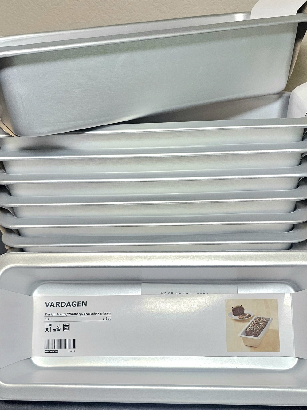 IKEA VARDAGEN Aluminum Non-Stick Loaf Pan 1.8L Silver Oven Safe 450°F